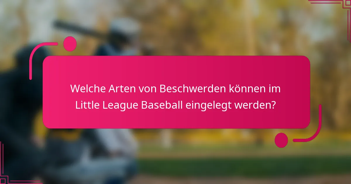 Welche Arten von Beschwerden können im Little League Baseball eingelegt werden?
