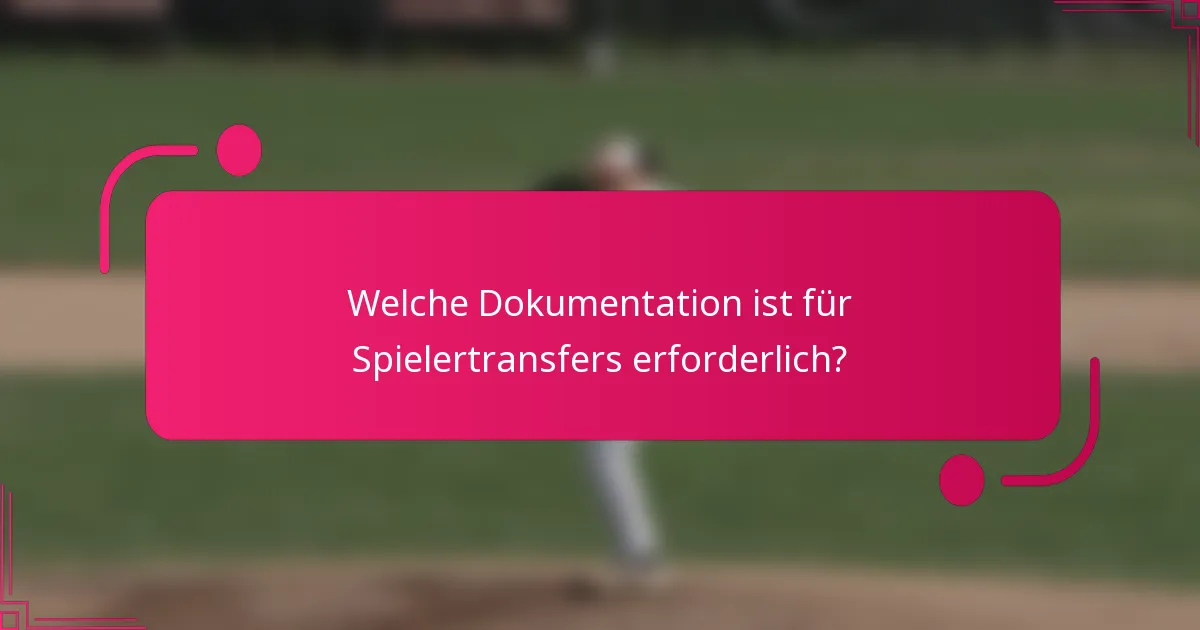 Welche Dokumentation ist für Spielertransfers erforderlich?