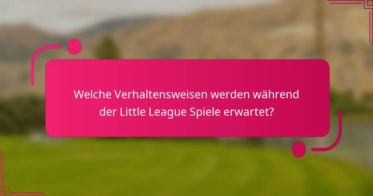 Welche Verhaltensweisen werden während der Little League Spiele erwartet?