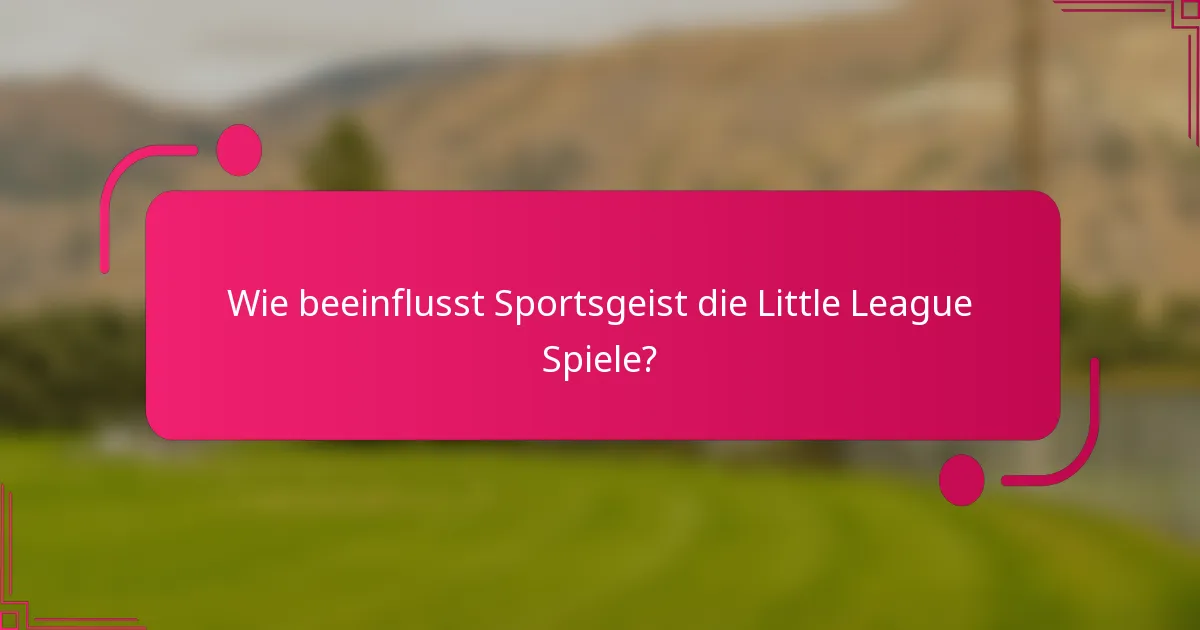 Wie beeinflusst Sportsgeist die Little League Spiele?