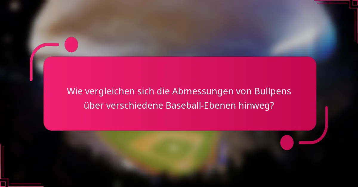 Wie vergleichen sich die Abmessungen von Bullpens über verschiedene Baseball-Ebenen hinweg?